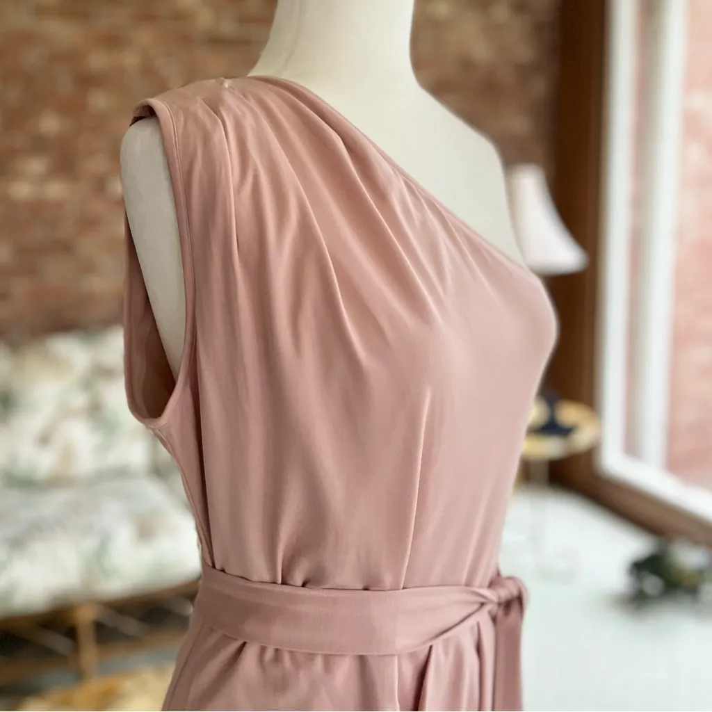 NWT PrettyGarden Dress One Shoulder Mini Body-con Asymmetrical Hem Nude Pink L - Image 12
