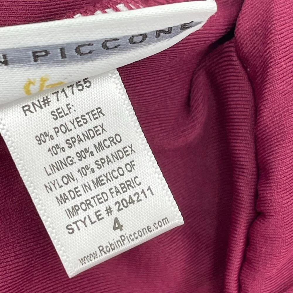 ROBIN PICCONE Julianna Swimsuit Size 4 NEW One Piece Ruffle Dot NWOT Eggplant - Image 7