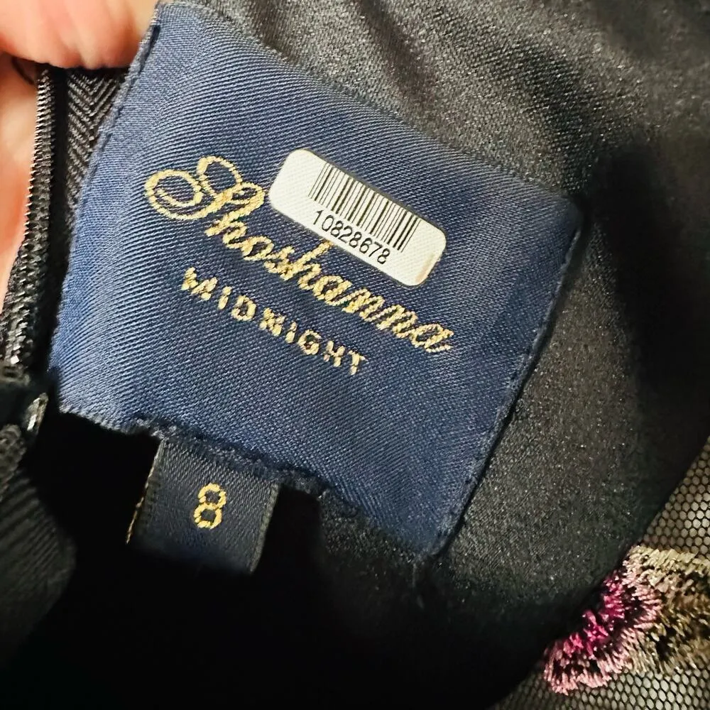 SHOSHANNA MIDNIGHT Black Pink Bayard Embellished Floral Mesh Mini Dress Size 8 - Image 12