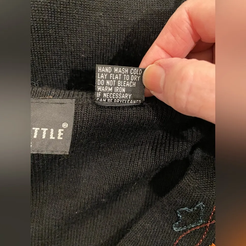 Vintage Carole Little Knit Sweater Dress Embroidered Whimsigoth Medium - Image 5