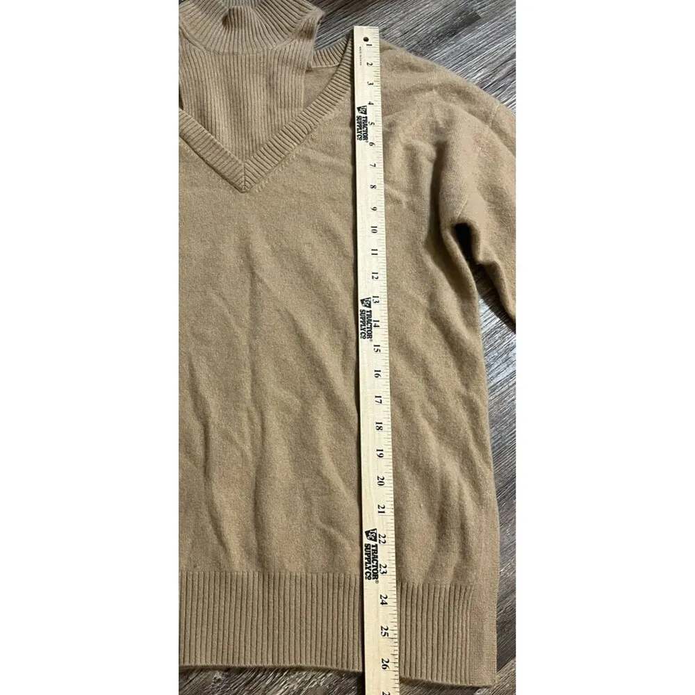 naadam cashmere Mock Cut Turtle Neck Preppy Designer 100% Cashmere Sweater Smal Tan - Image 12