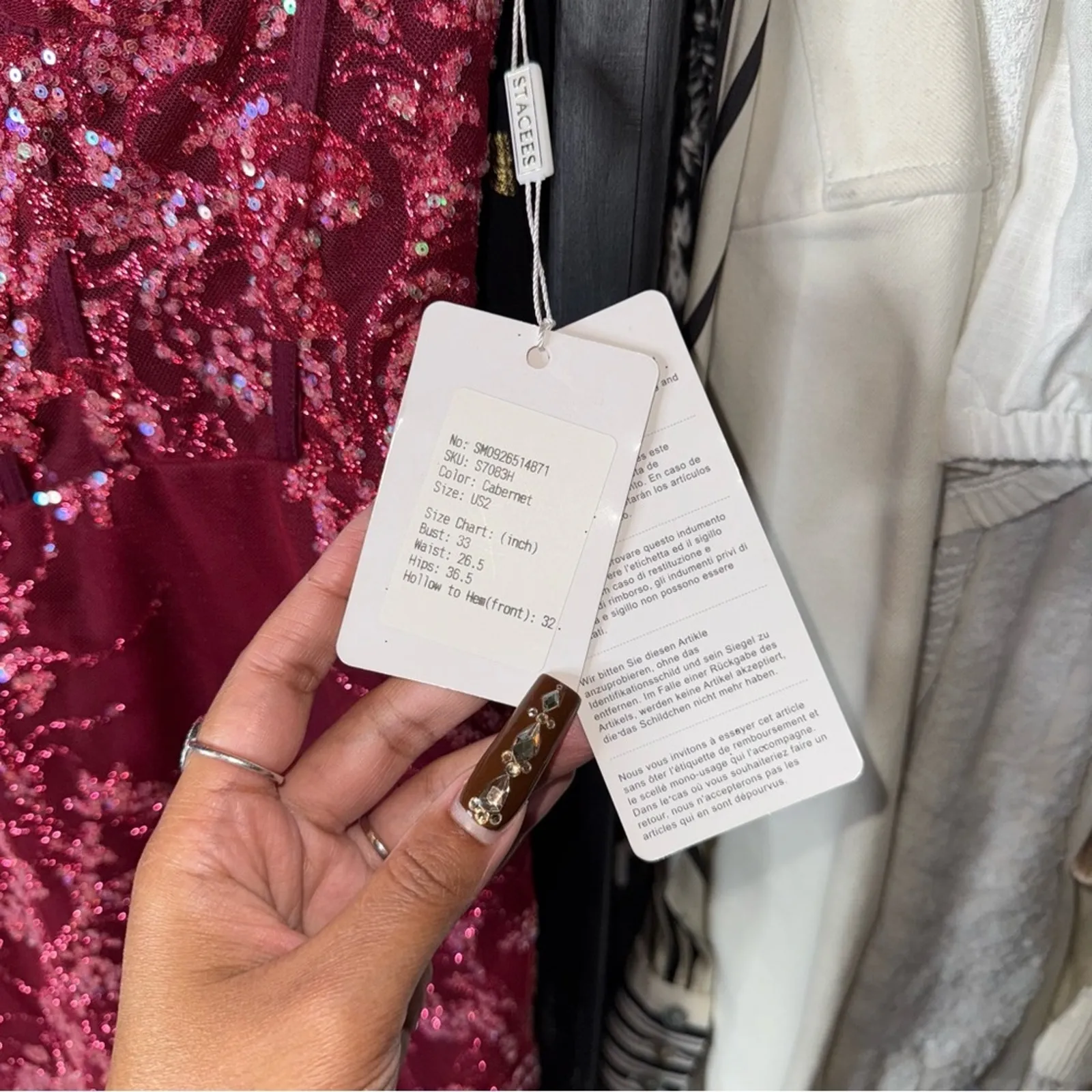 Stacees Sparkly Cabernet Sequin Corset Mini Dress Gold Size 2 - Image 7