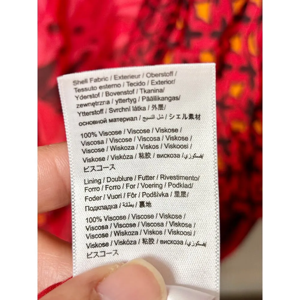 Farm Rio Puff-Sleeve Printed Ruffled Trim A-Line Maxi Dress Red Women's Size XXS - Image 5