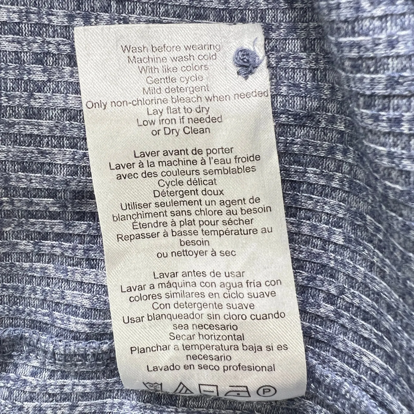 A Pea in the Pod Blue Ribbed Henley Maternity Top Women's M Long Sleeve Stretch - Image 6