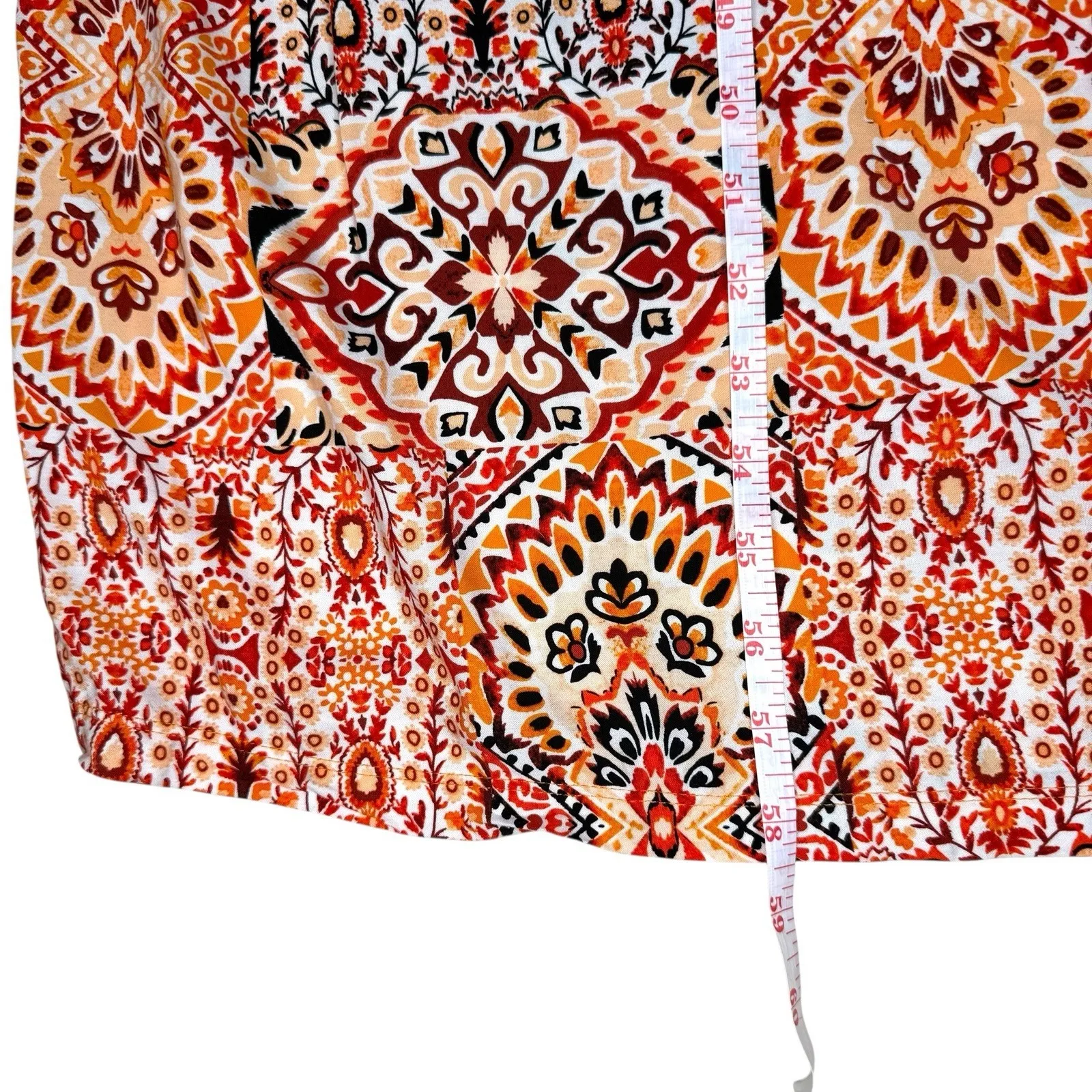 Lucky Brand Boho Maxi Dress 2X‎ Empire Waist Medallion Print Stretch Pockets - Image 8