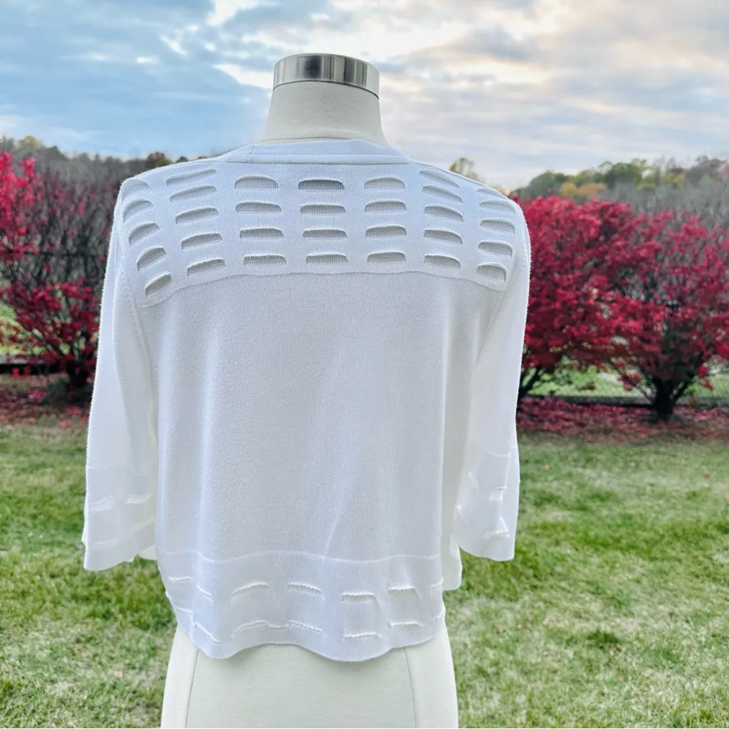 Marks & Spencer Open Front Cropped Cardigan White Size 10 - Image 9