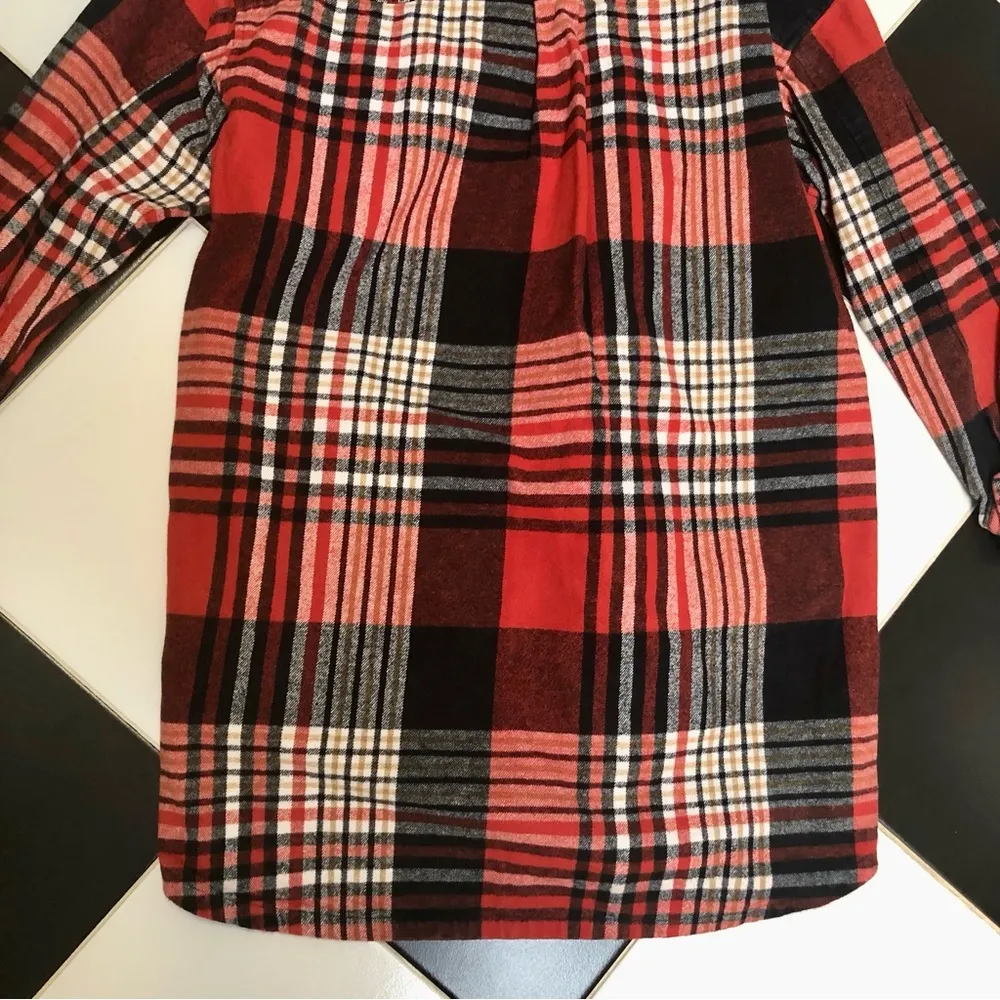 Scotch & Soda Plaid Shacket Oversized Button Down Shirt Jacket Red Black Grunge - Image 14