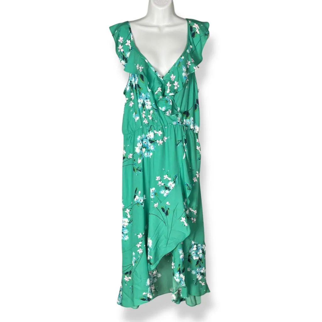 NWT Socialite‎ Ruffle Dress Kelly Green Wrap Style Wedding Guest Asymmetrical XL - Image 3