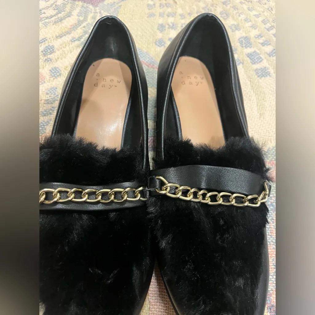 A New Day Black Loafers with Gold Chain - Image 5