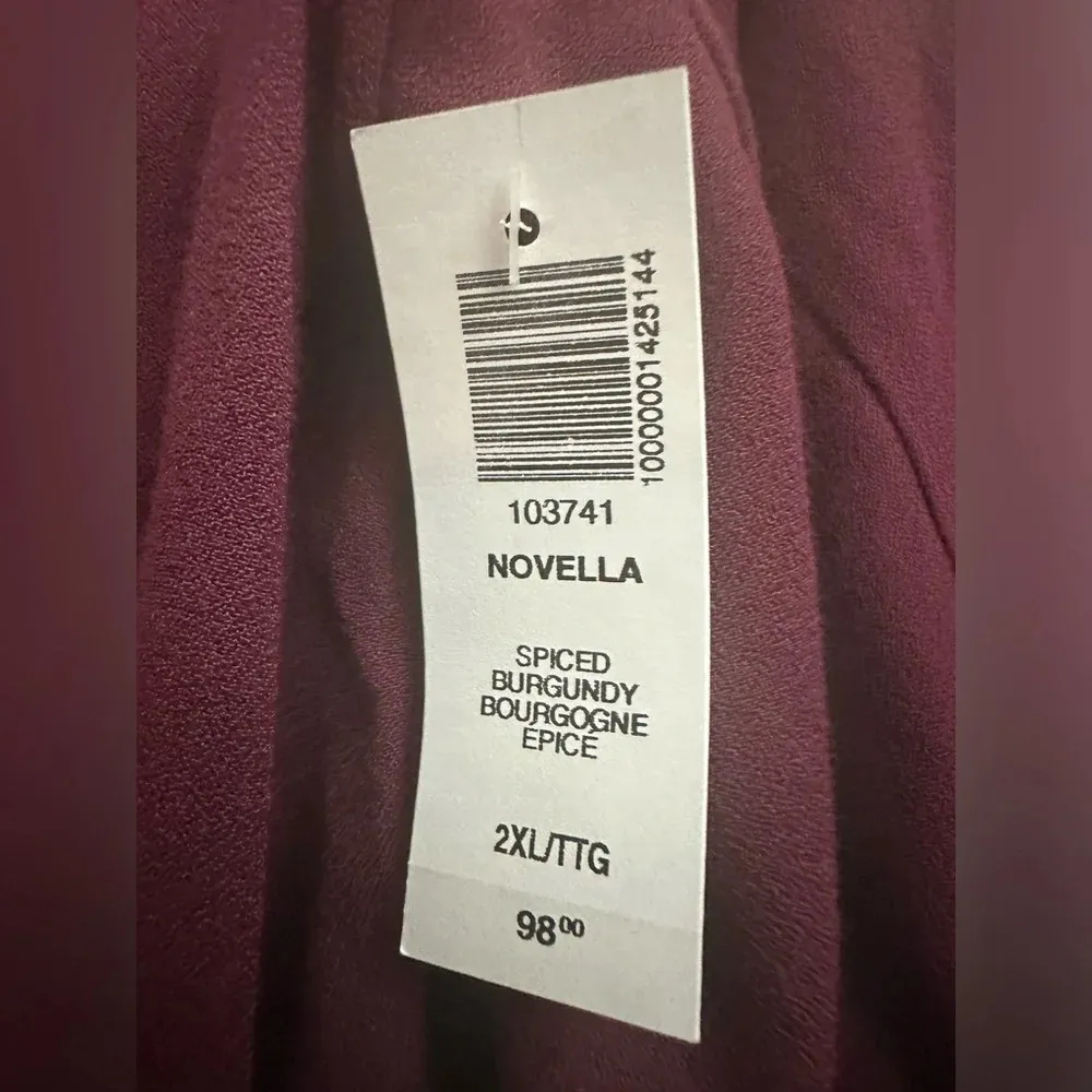 Wilfred Novella Tie Front Top In Spiced Burgundy Size 2X Smocked Back NWT - Image 4