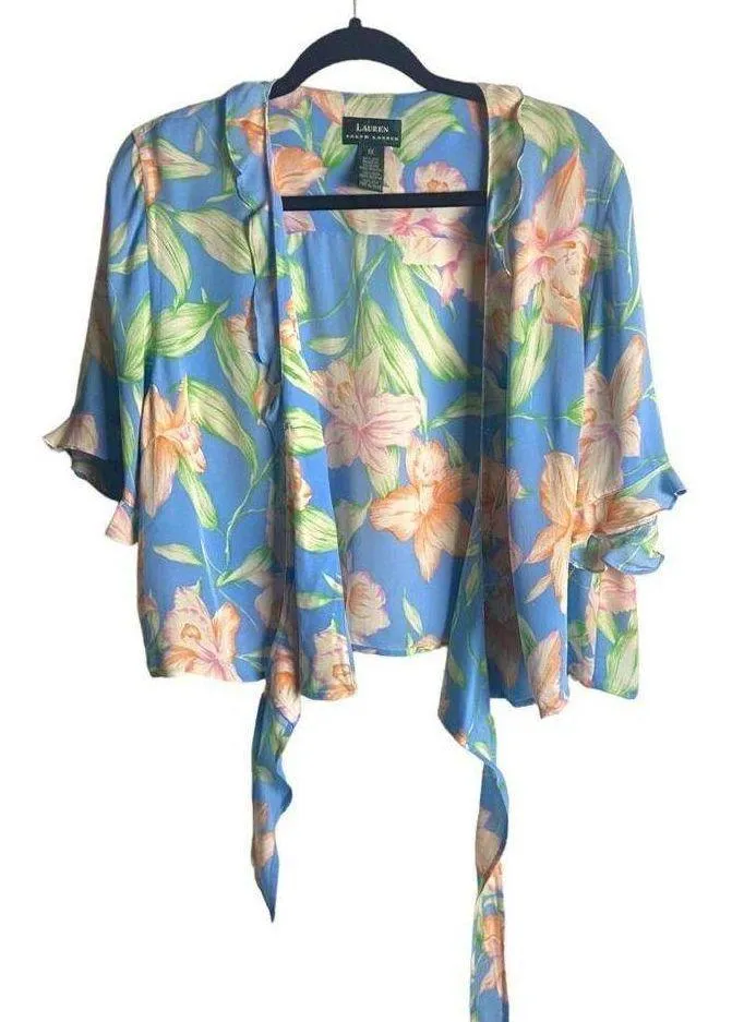Lauren Ralph Lauren Silk Maxi Skirt Set Plus Size Floral Wrap Blouse 18W 1X - Image 4