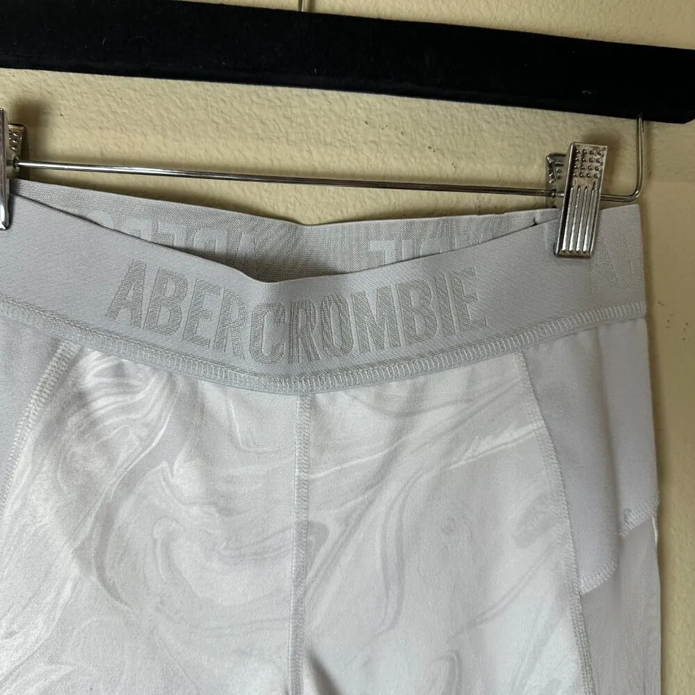 ABERCROMBIE & FITCH White & grey swirl pattern mesh inset crop leggings size XS - Image 11