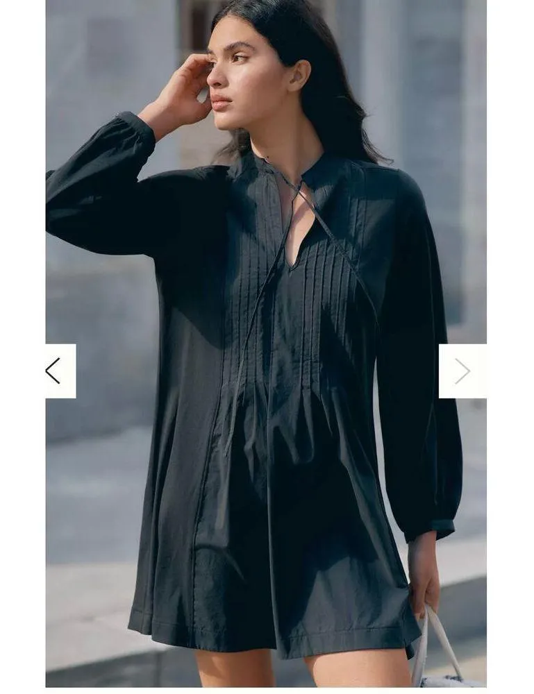 Nation LTD Ariana Long-Sleeve Pintuck  women’s black Mini Dress (New) - Image 3