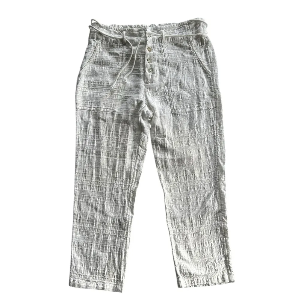 Sundance White Gauze Coastline Pant Size S Petite Pockets 100% Cotton Drawstring - Image 6