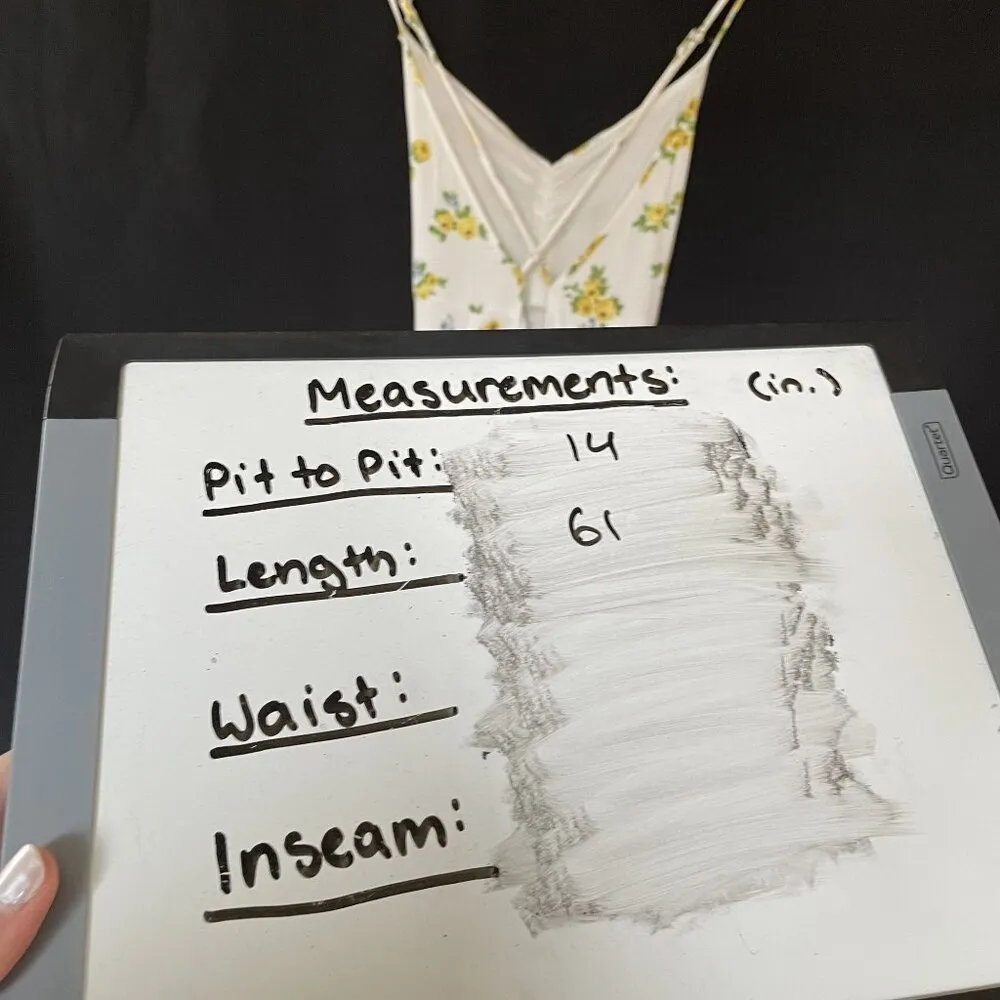 Forever 21 white maxi dress yellow flowers open back style rayon size small - Image 8