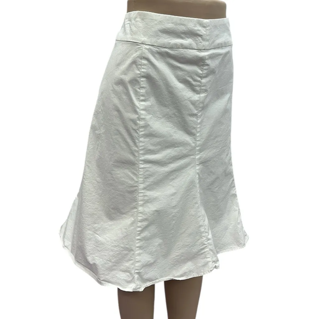 Gap White Cotton Spandex Blend A Line Midi Skirt Fully Lined Zip Back Womens 10 - Image 3