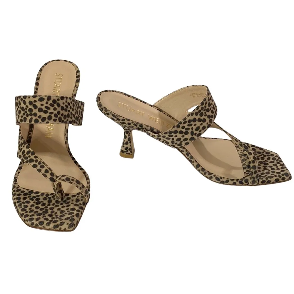New Stuart Weitzman Lyla 75 cheetah print suede mule high-heel sandals size 8 - Image 2