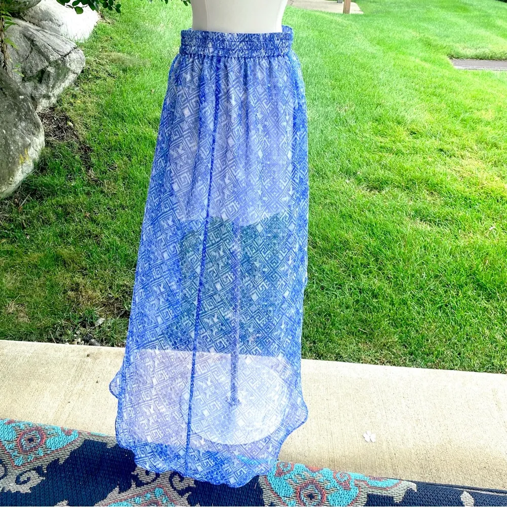 Ecoté urban outfitters small high low chiffon skirt blue - Image 11