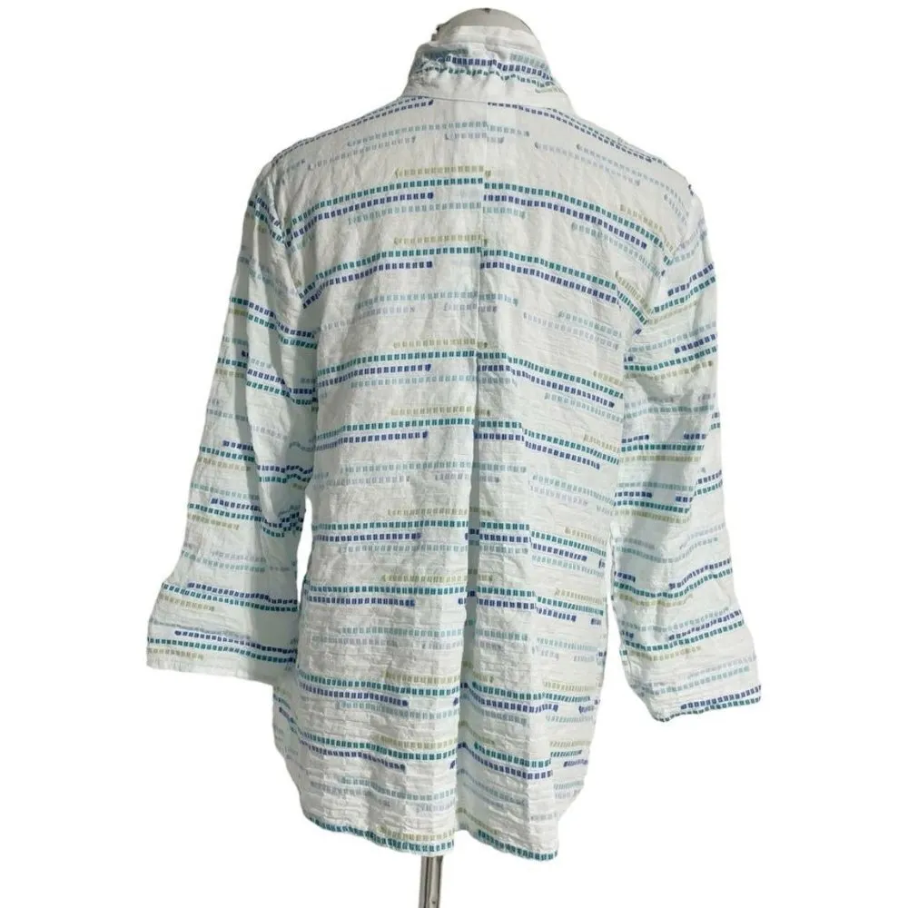 Habitat Small  Top Blouse Button Down Shirt Art to Wear Abstract Boho Lagenlook - Image 4