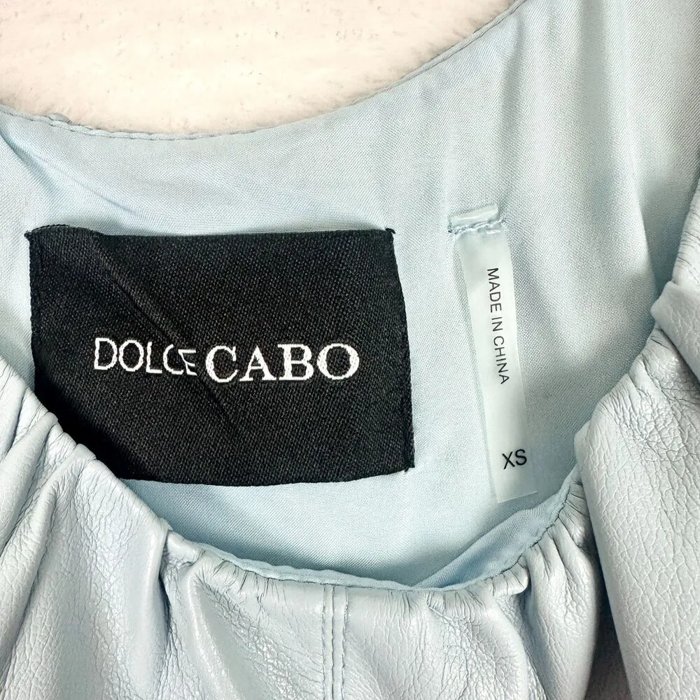 Dolce Cabo Faux Leather Sleeveless Dress Size XS NWT Light Blue Tank Shift - Image 6