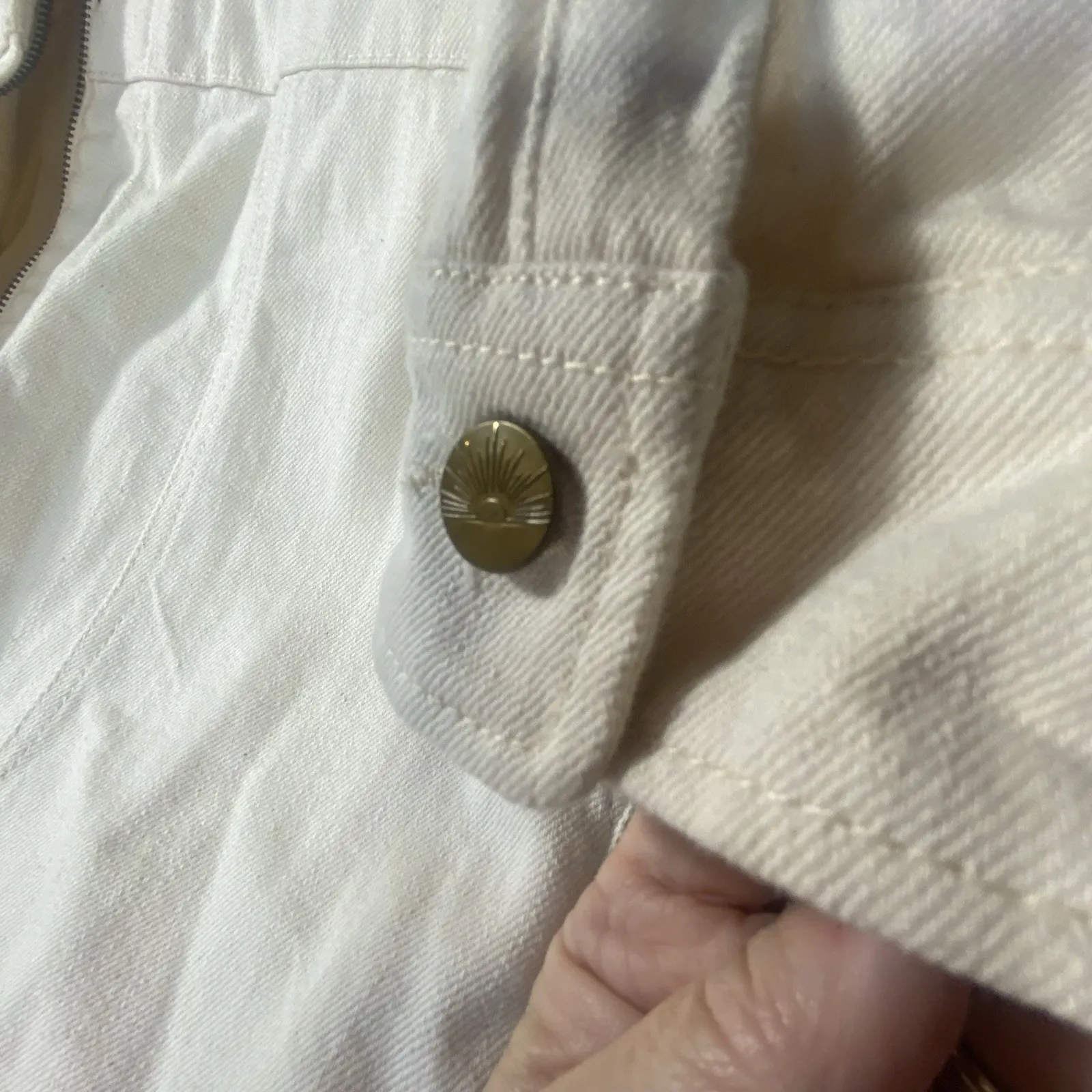 Faherty Jumpsuit Womens Large  Overland‎ Twill Cream Long Sleeve Organic Cotton - Image 11