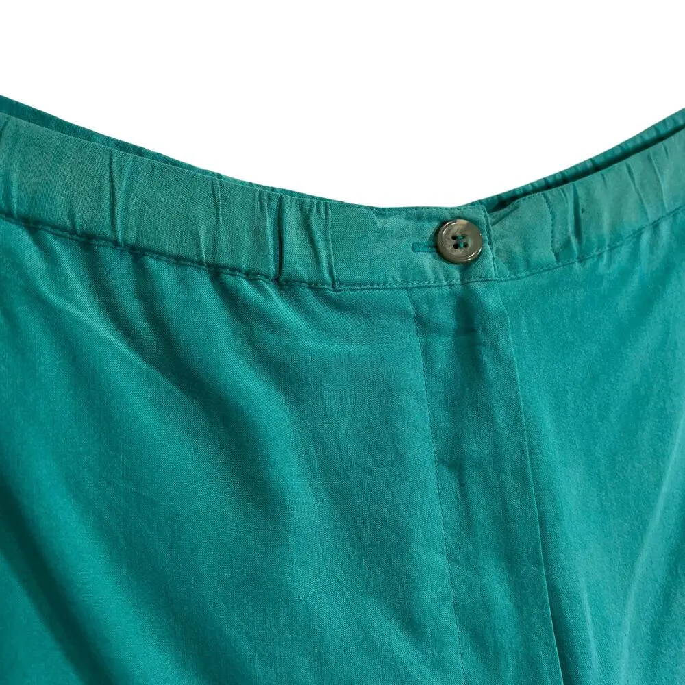 Talbots Vintage Size Size 10 Teal Pure Silk Woman’s 2 Piece Pant and Blazer Suit - Image 4