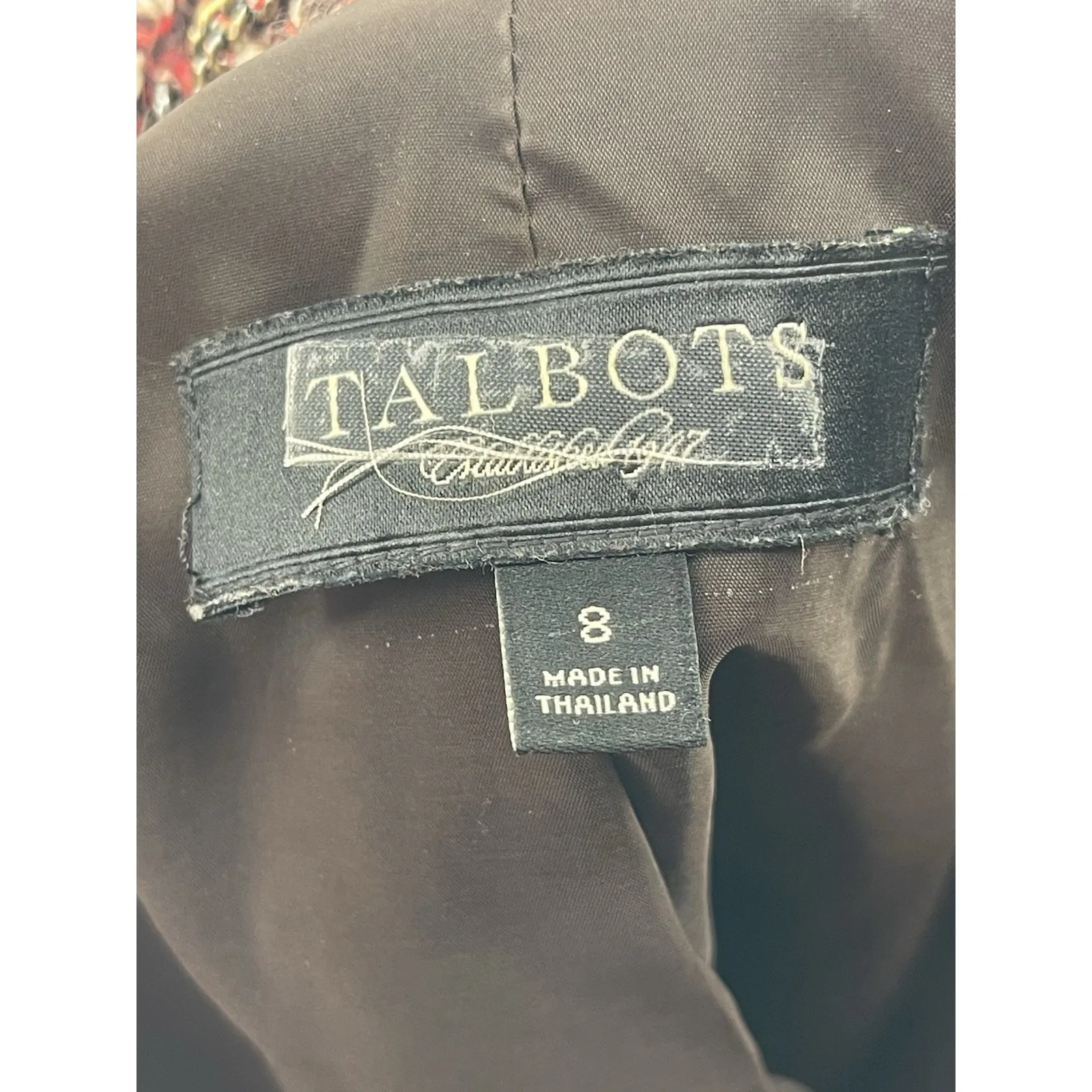 Talbots Tweed Button Up Jacket Size 8 Petite Red Black Wool Blend Collared  Bag2 - Image 5