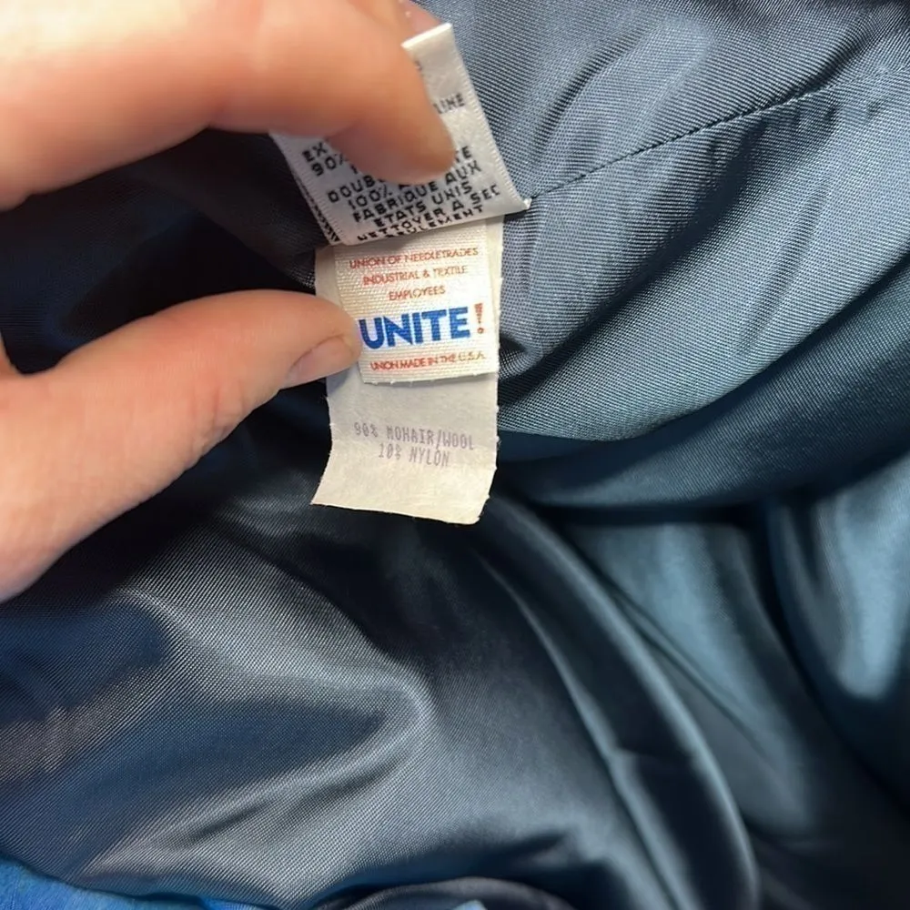 Vintage Appleseed’s 1946 Jewel Tone Wool Button Down Oversized Winter Coat Blue Size 14P - Image 10