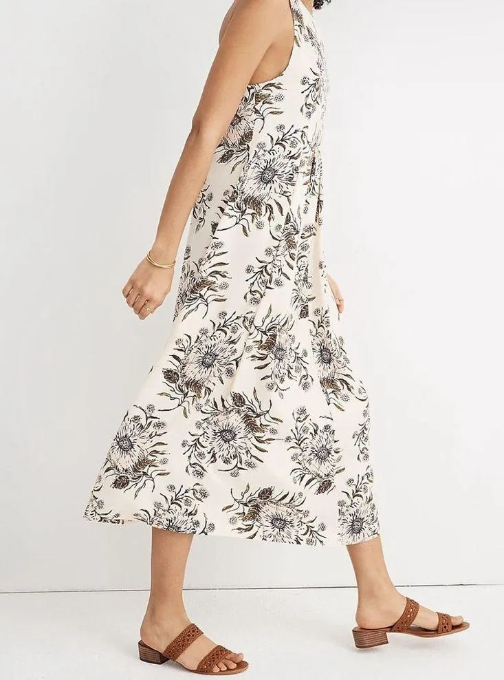 Madewell T-Back Midi Dress in Painted Blooms Size 4P - Image 2