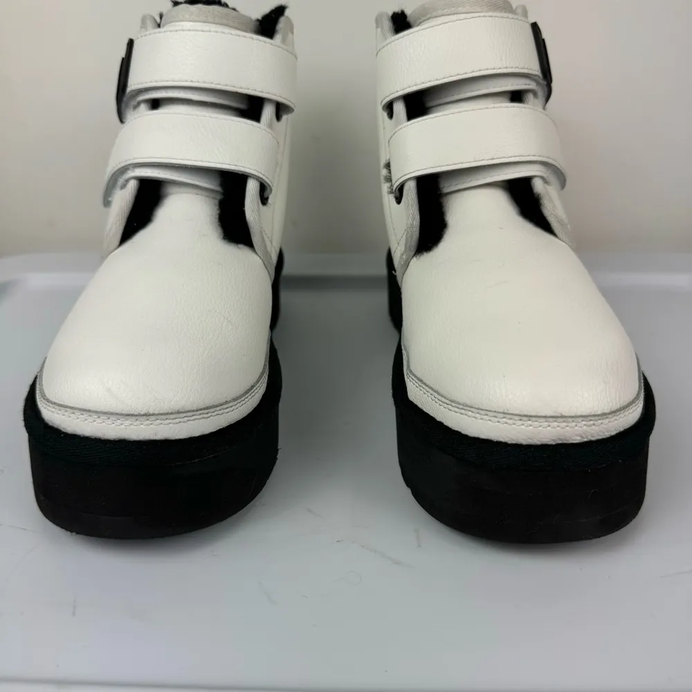 UGG Womens Neumel Platform Leather Boots Sz 6 White Straps Lined - Image 6