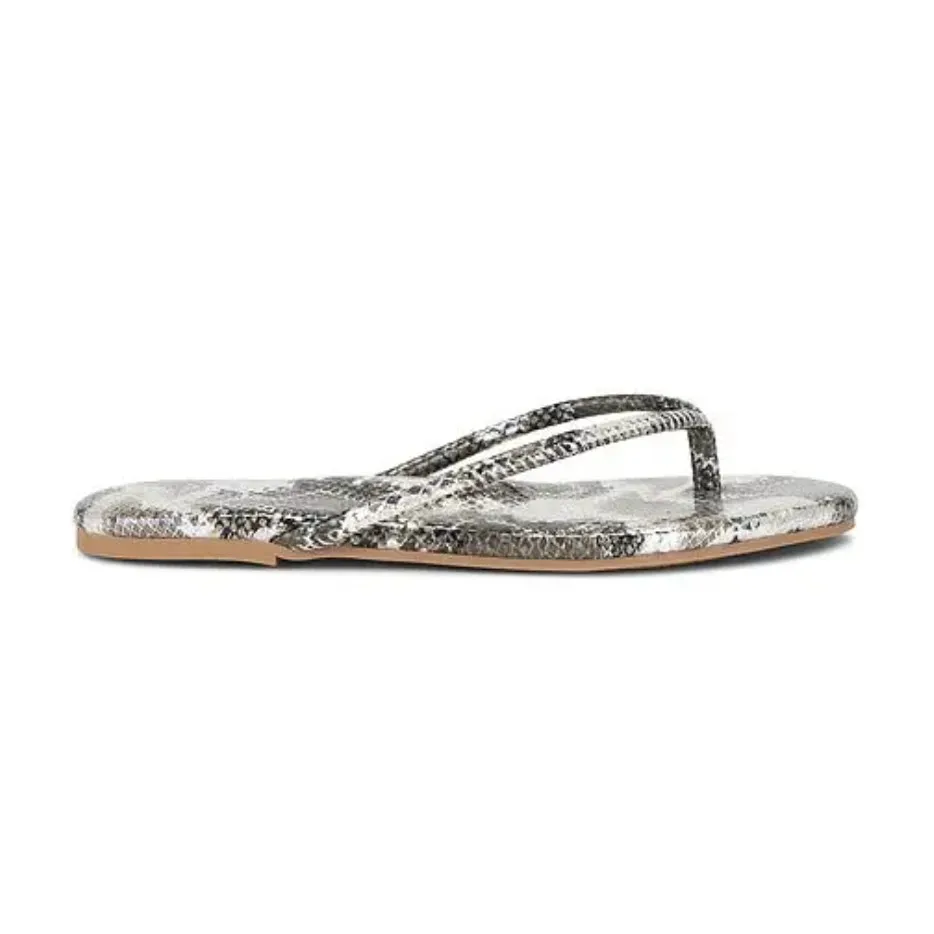 Solei Sea Vivie Python Grey Strappy Flat Flip Flop Sandal size 8 Gray - Image 5