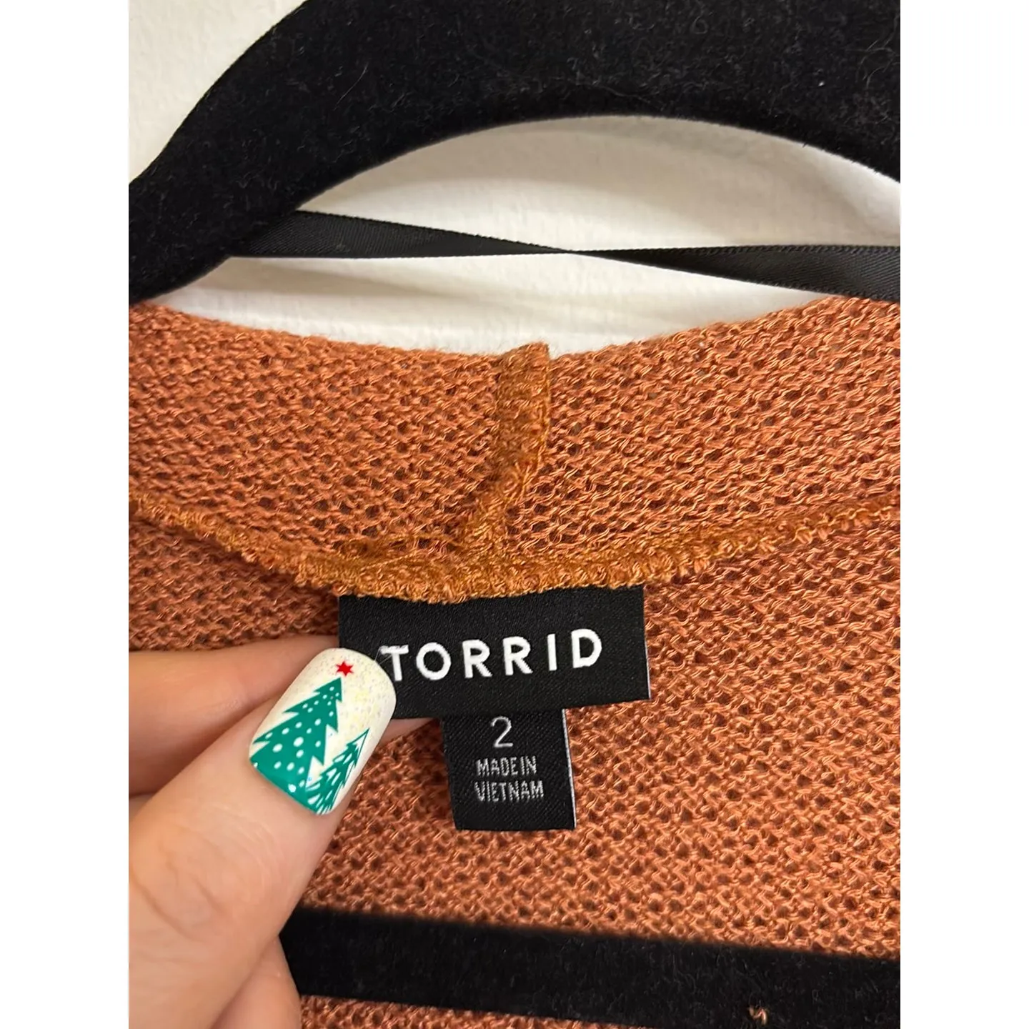 Torrid Hooded Cardigan Womens 2X Terracotta Orange Hacci Open Front Knit Sweater - Image 3