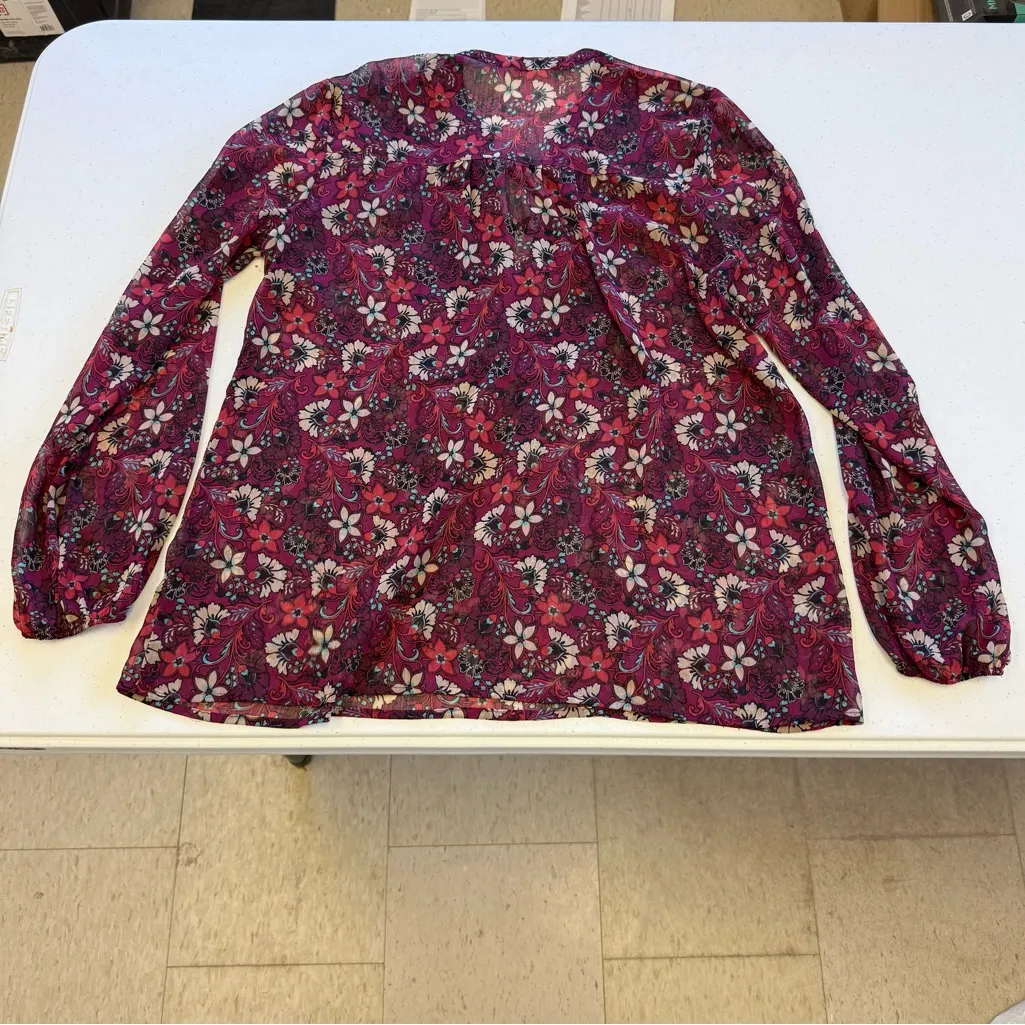 Hollister Chiffon Floral Baby Doll Long Sleeve Women's Top, Size medium - Image 2