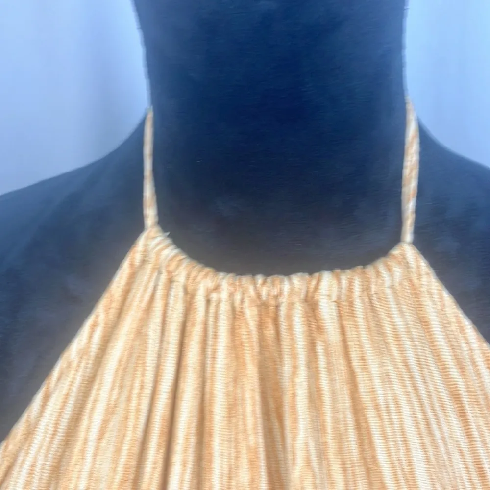 Lulus yellow and white bohemian style halter dress woman’s size small - Image 4