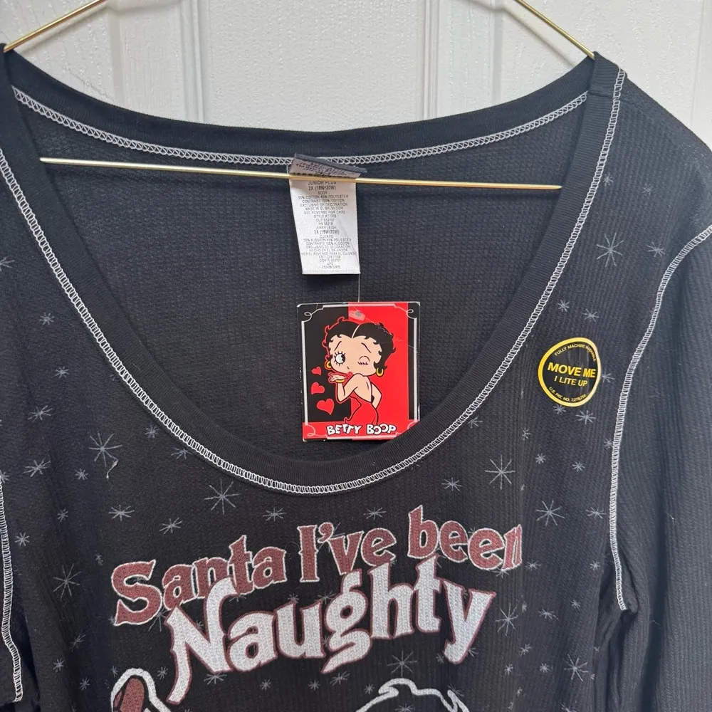 NWT Vintage 90’s Y2K Black Long Sleeve Betty Boop Graphic Top 2X - Image 2