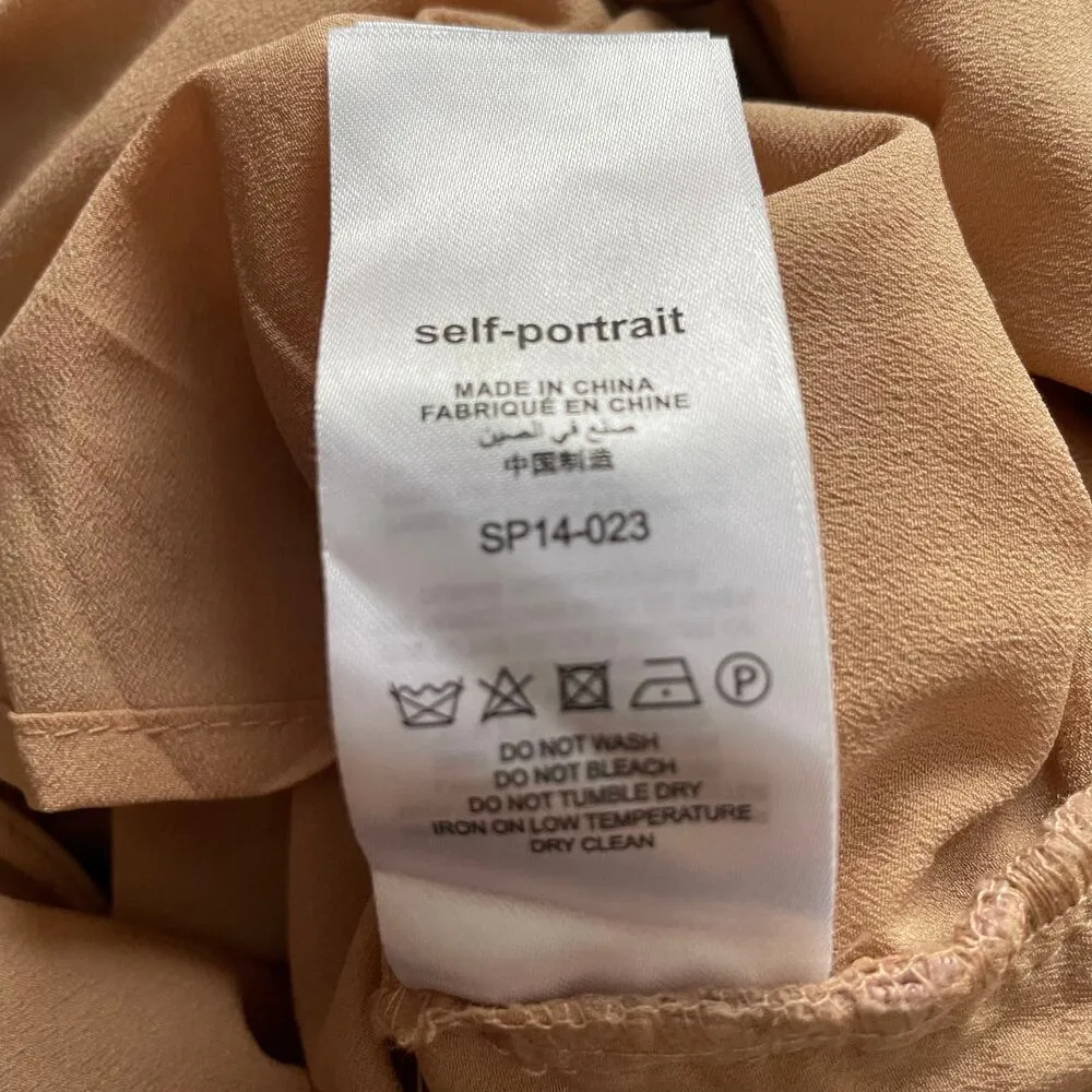 Self Portrait Payne Dress Maxi Floral Lace Cutout Long Sleeve Tan Pink Size 0 - Image 12