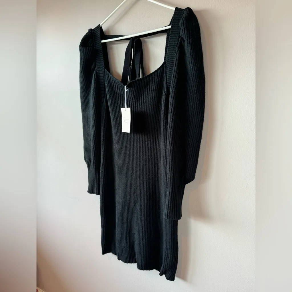 Charles Henry NWT Women’s Black Ribbed Long Sleeve Sweater Dress Size Medium - Image 12