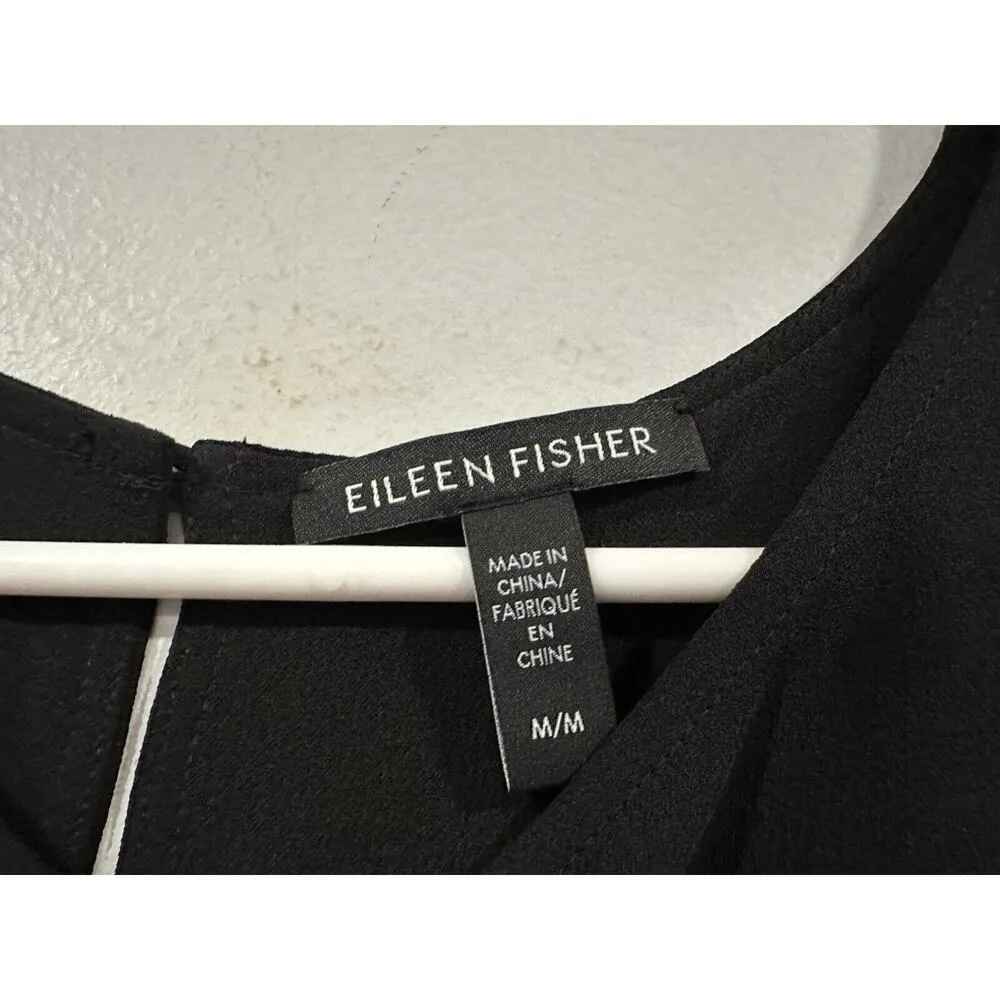 Eileen Fisher Silk Georgette Crepe Scoop Neck Dress Medium M NWOT - Image 3