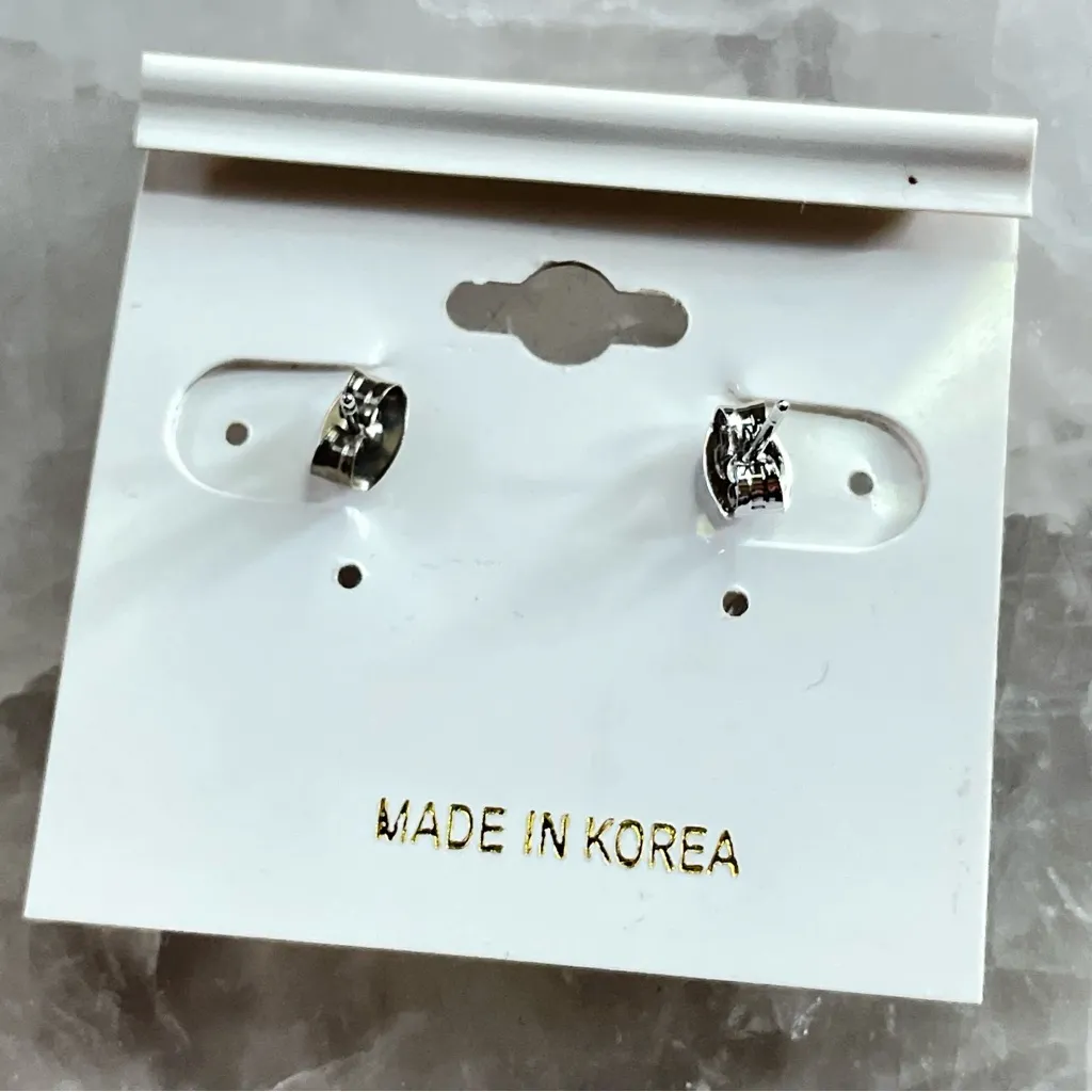 Angie Silver Key Rhinestone Post Earrings - Image 3