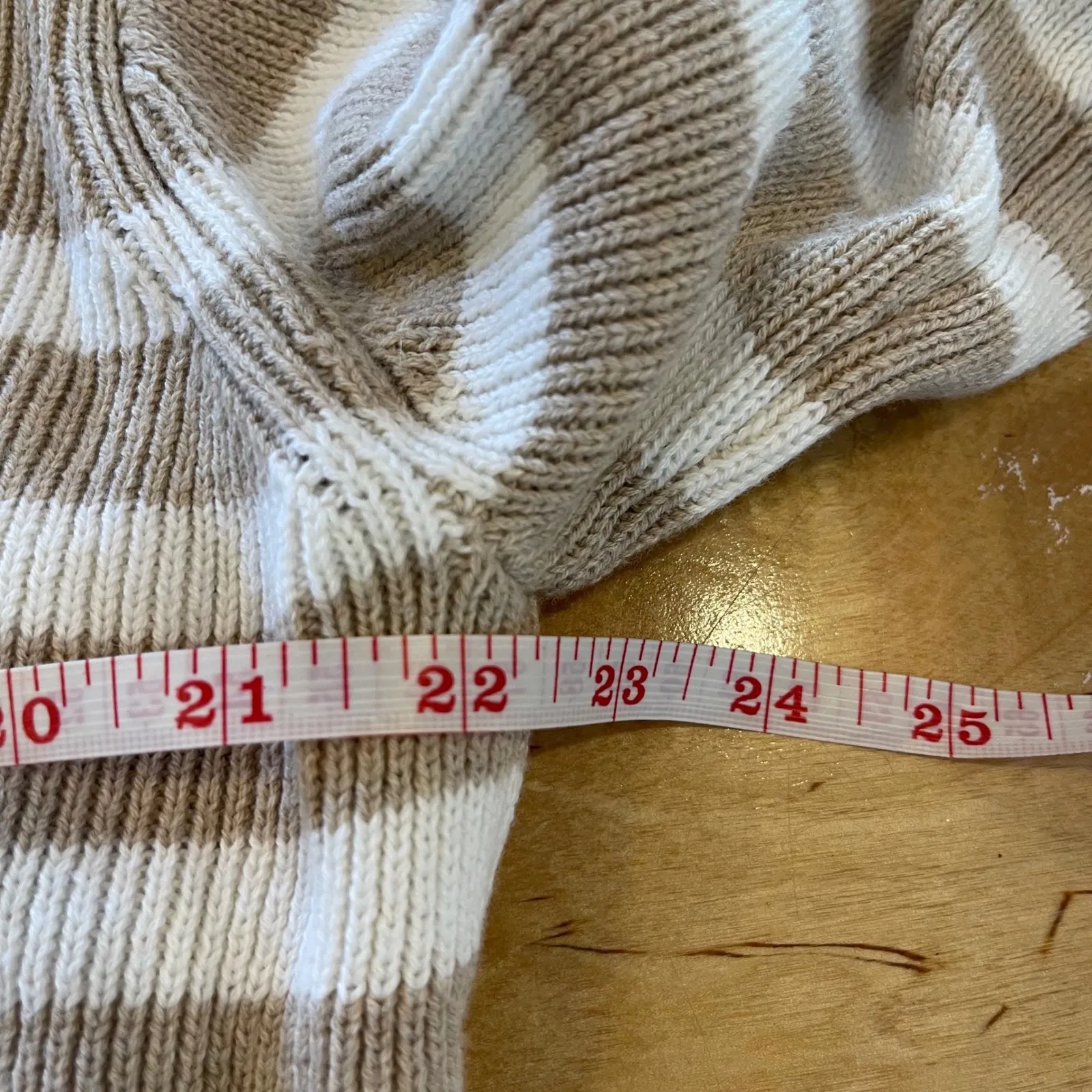 Rails Tessa Sand Stripe Mock Neck Quarter Zip Ribbed Knit Sweater Medium - Image 9