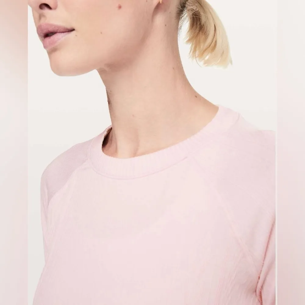 Lululemon Rest Less Pullover Blissful Pink Textured Long Sleeve Top Size 4? - Image 4