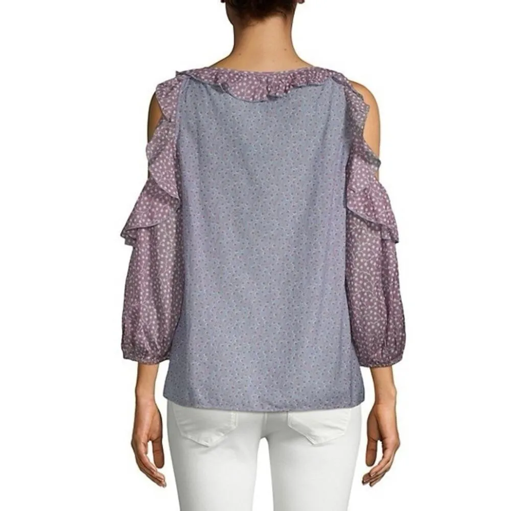 French Connection  Elao Voile Cold Shoulder Top Size Small - Image 13