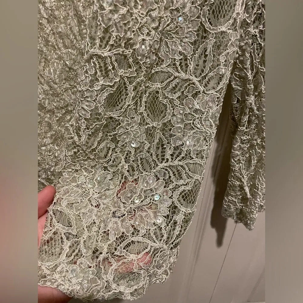 David’s Bridal Sequin Beaded Open Dress Cardigan - Image 4