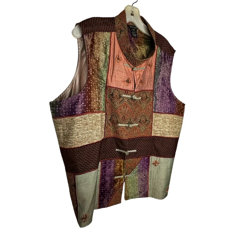 Multiples Silk Blend‎ Patchwork Vest - Image 3