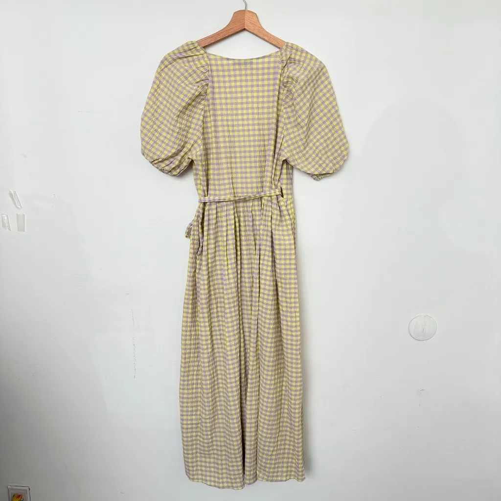 Topshop Seersucker Check Wrap Midi  Dress - Image 9