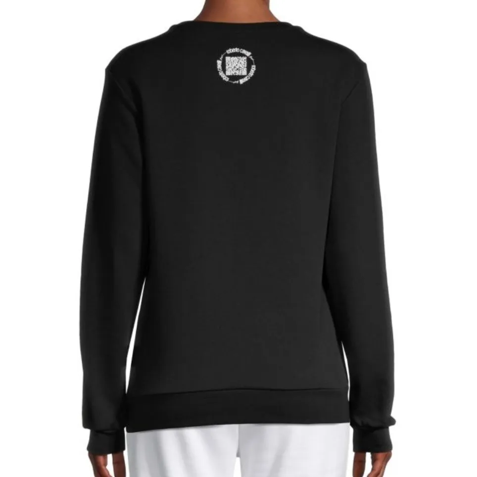 Roberto Cavalli Sport Metallic Logo Pullover Crew Neck Black Sweatshirt- XS - Image 2