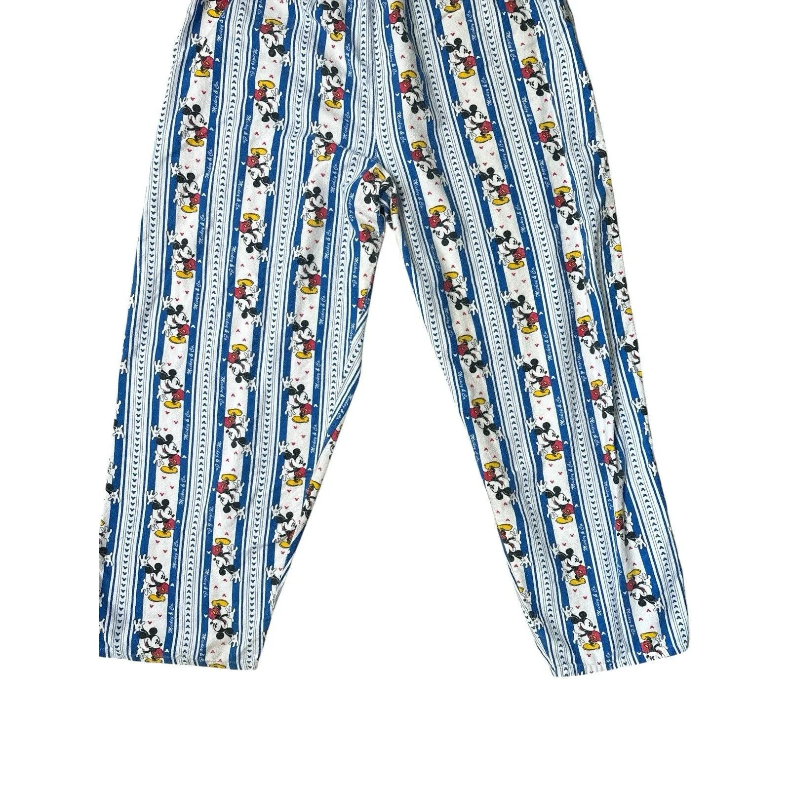 Vintage Disney Mickey Mouse Blue Striped Pajama Bottoms Size Large - Image 2