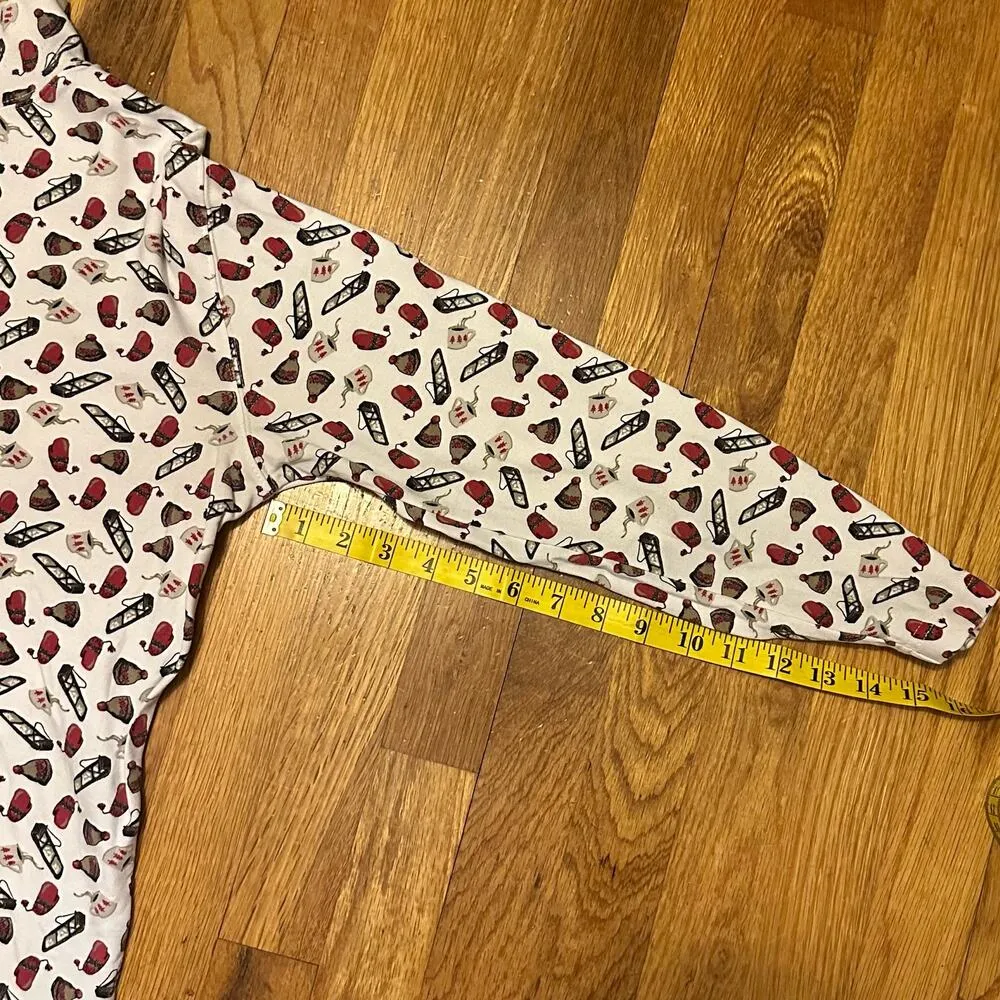 St. John’s Bay Vintage Mock Neck Long Sleeve Winter Print Sledding Women Medium - Image 4