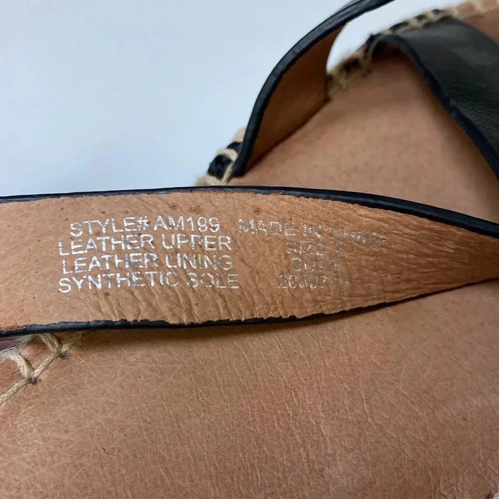 Madewell‎ Malia Black Leather Espadrille Sandals Adjustable Platform Size 9 - Image 6