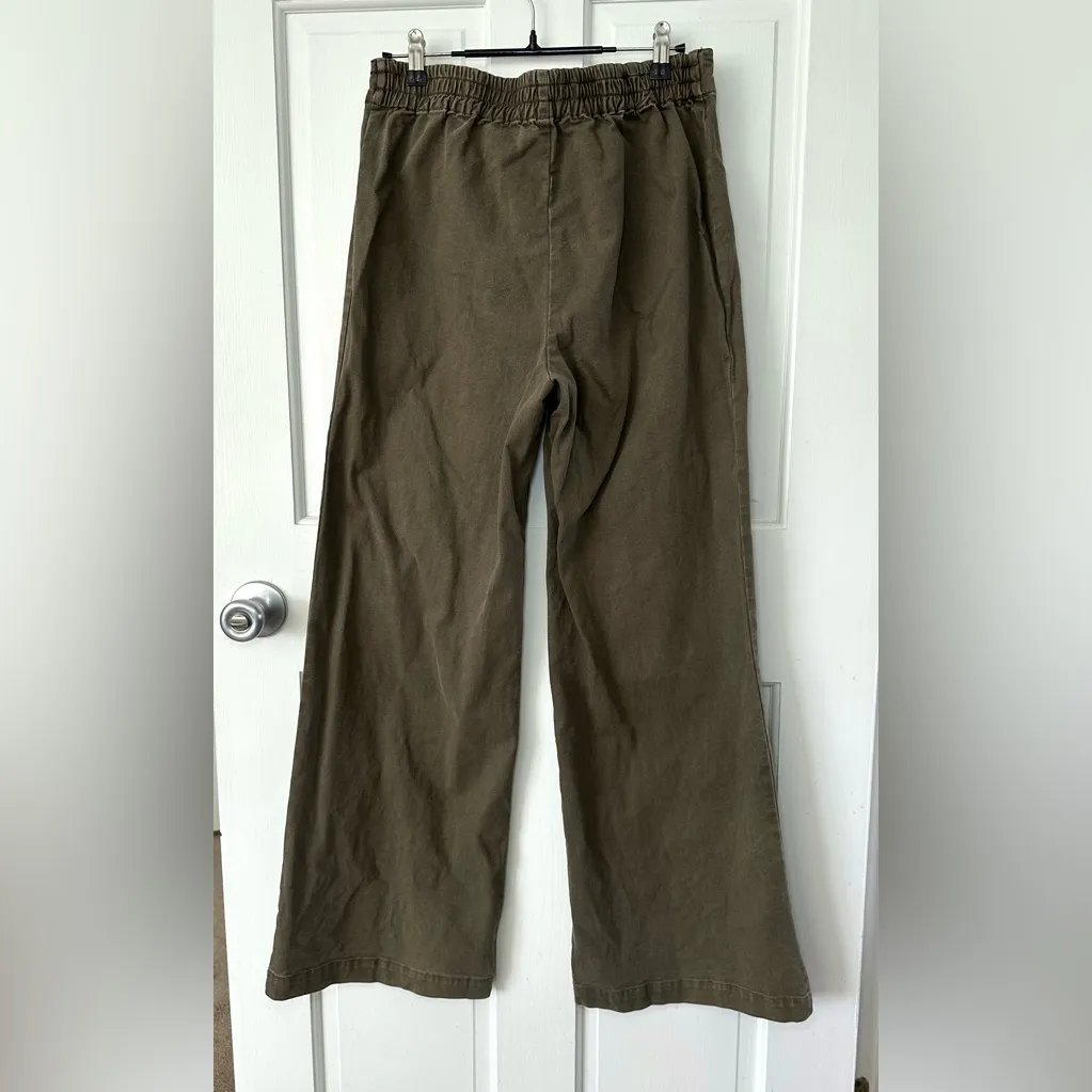YFB Olive Green Wide Leg Front Patch Pocket Twill Jeans Pants Size M - Image 3